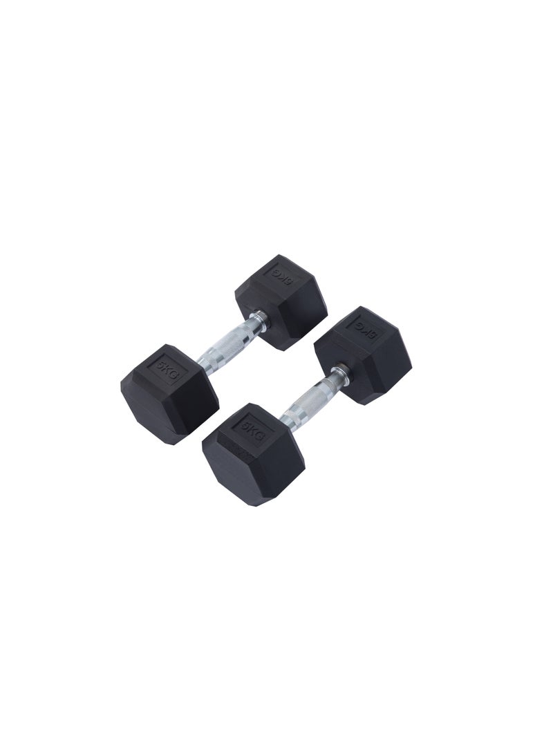 كوماندو زوج دمبل سداسي من قطعتين وزن 5 كيلو مغطى بطبقة من المطاط - Image 1